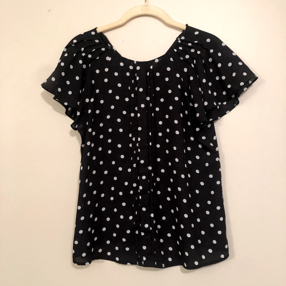 💙 Worthington Polka Dot Blouse - Black & White /PS 💙
